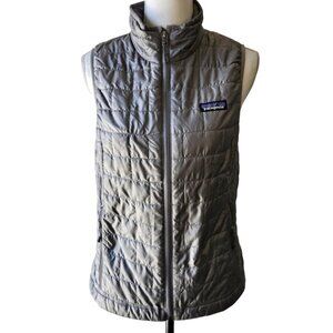PATAGONIA Women's Size Small Nano Puff Lined Vest Primaloft Feather Grey Zip Up